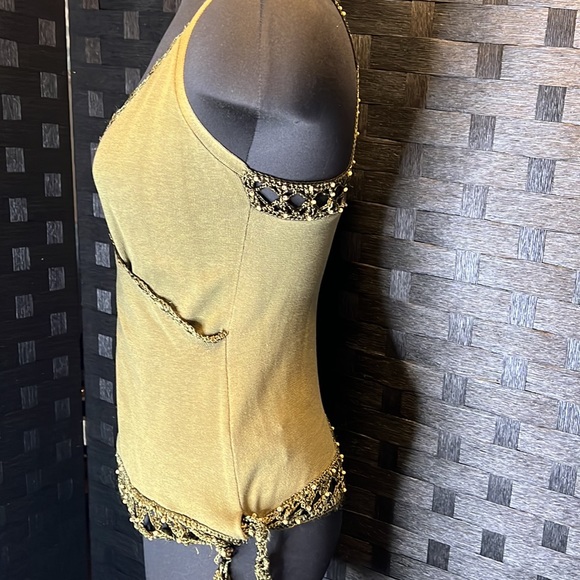 Bebe army green Crochet Halter Top, vintage in EUC. - Picture 5 of 16